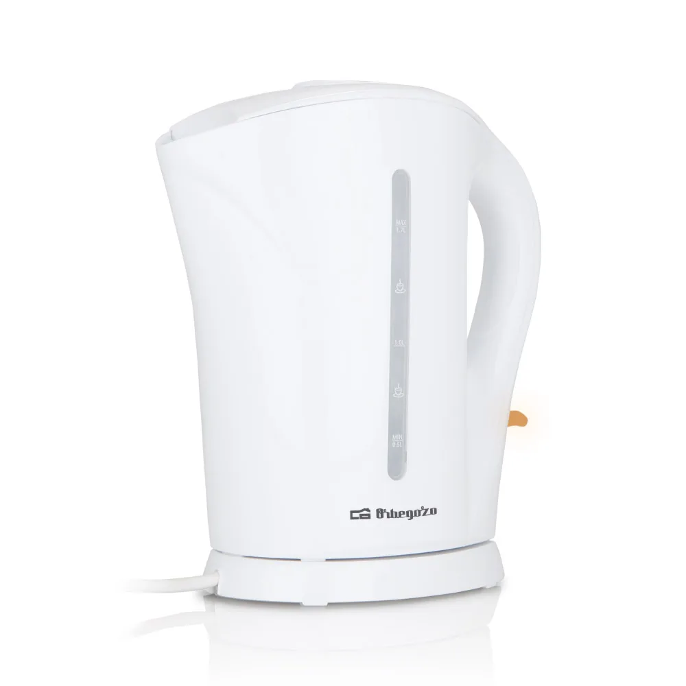 Orbegozo hervidora de agua KT 6003, 1,7 litros de capacidad, filtro extraíble, base con recogecables, asa de tacto frío, libre de BPA, 2200 W