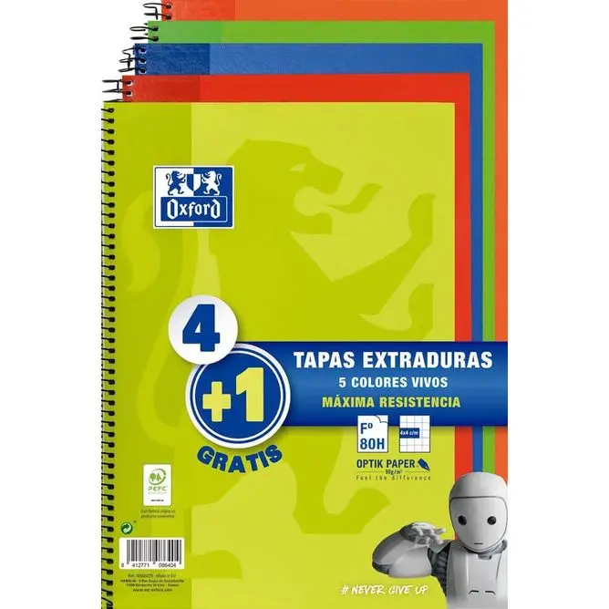 Pack of 5 OXFORD notebooks-grid cover removal A4-squared Oxford notebooks