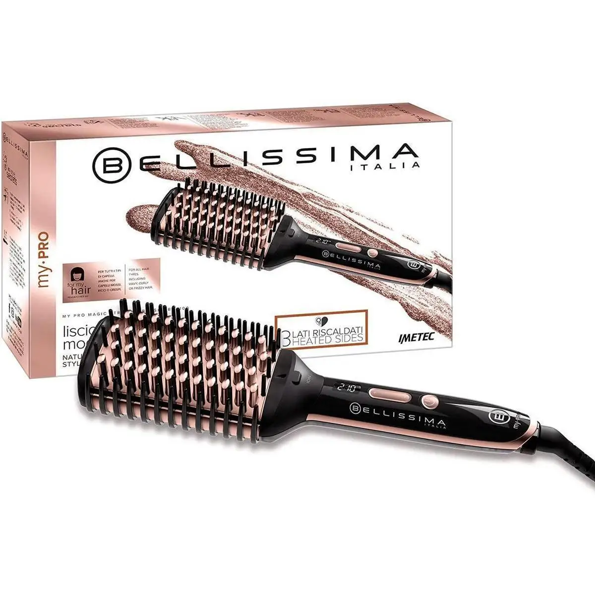 Bellissima My Pro Magic Straight Brush PB11 100 electric 3 sides external heat ion technology ceramic coating 160 °C 210 C