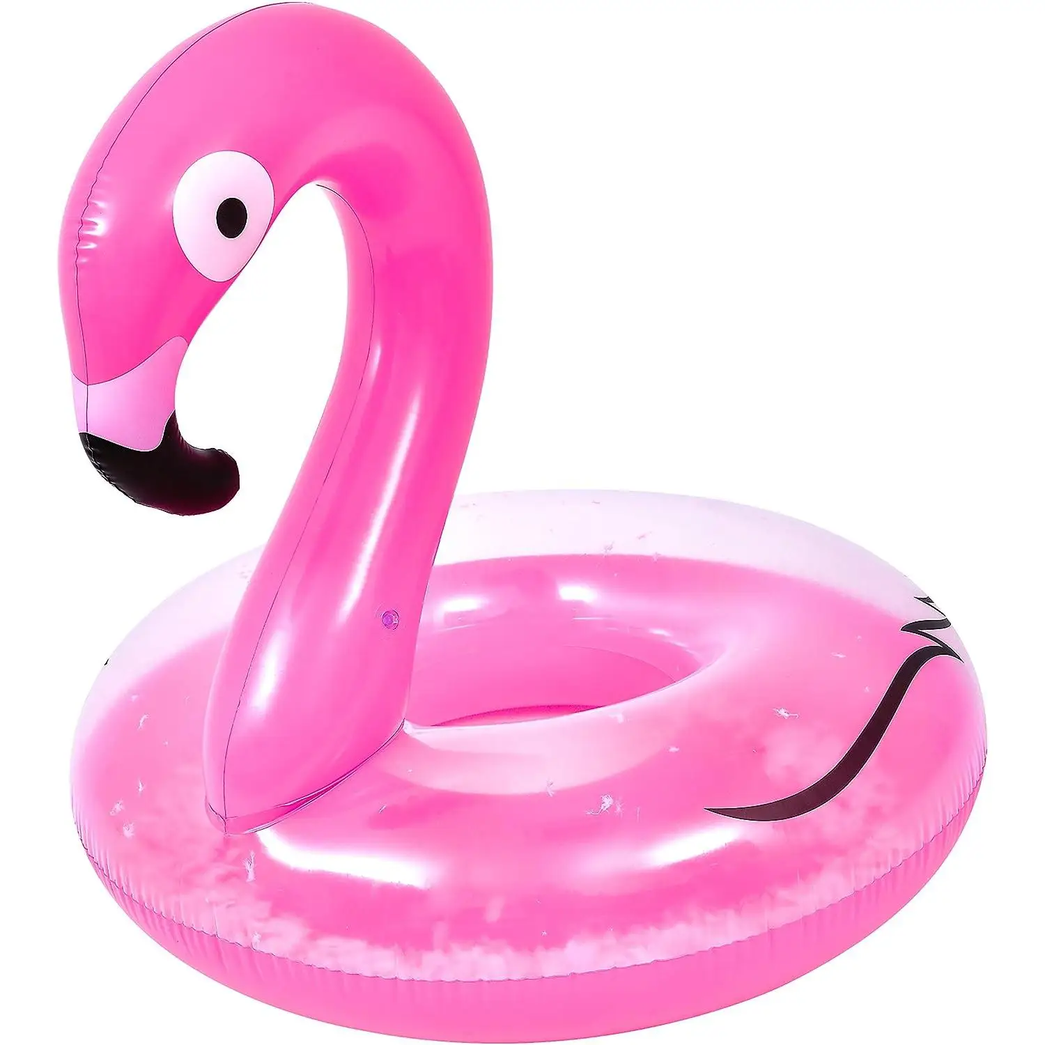 Flotador Flamenco Rosa Gigante 133 cm con Plumas Interior | Hinchable para Piscina y Playa