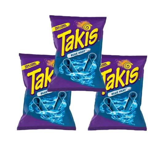 Takis Blue Heat 90GR Pack 3 PCs-crispy corn Tortilla rolls with chilli powder