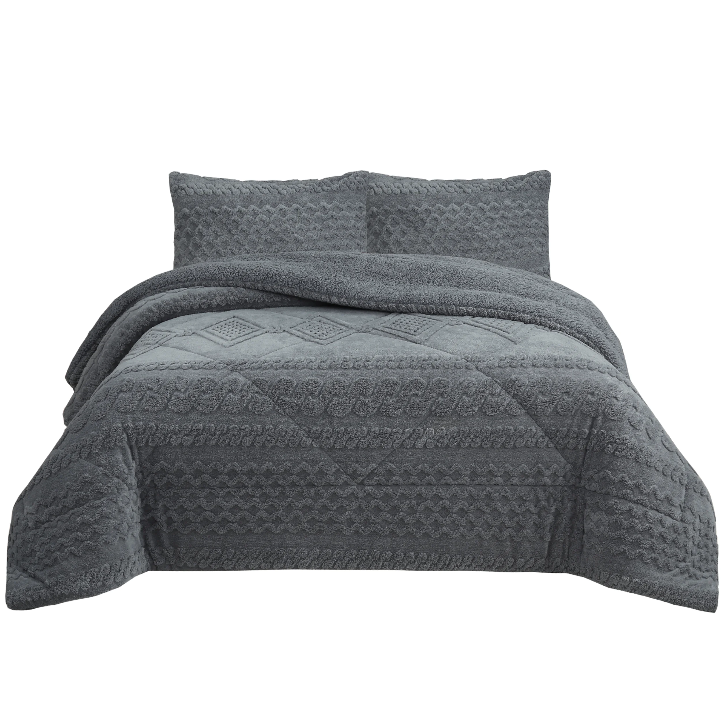 Novotextil Edredón Invierno Sherpa Efecto Borreguito Extra Grueso 560gr/m2 - Suave, Cálido y Transpirable con 1 o 2 Fundas Almohada (50x70) - Diseño Moderno