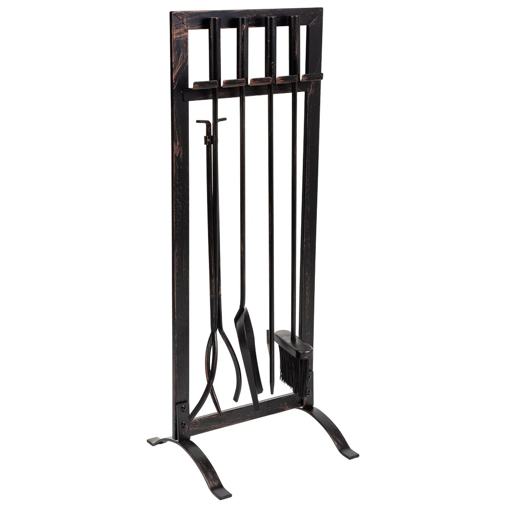 WANDERLUST DECO Set 5 herramientas de metal para la chimenea de metal negras