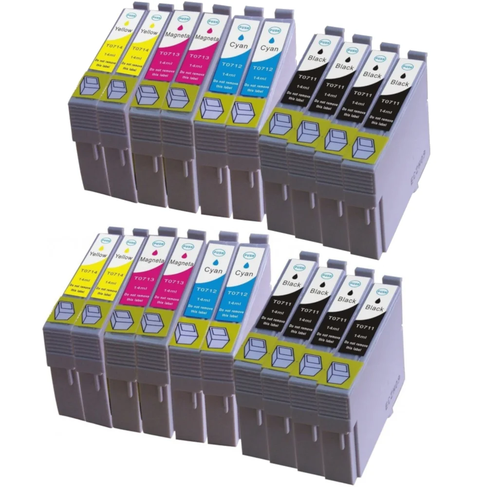 20x T0711 T0712 T0713 T0714 T0715 Epson Cartuchos de Tinta compatibles para EPSON STYLUS SX100 SX105 SX110 SX115 SX200 SX205 SX210 SX215 SX218 SX405 SX415 SX515W DX4000 DX4400 DX6000 DX8400