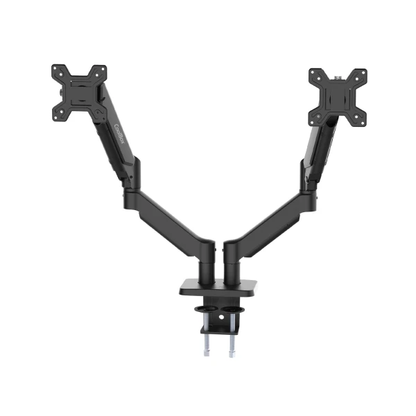 Coolbox m02d soporte de mesa con brazos articulados para 2 monitores hasta 32” - giratorio e inclinable - piston de gas - peso max 8kg x brazo - vesa 100x100mm