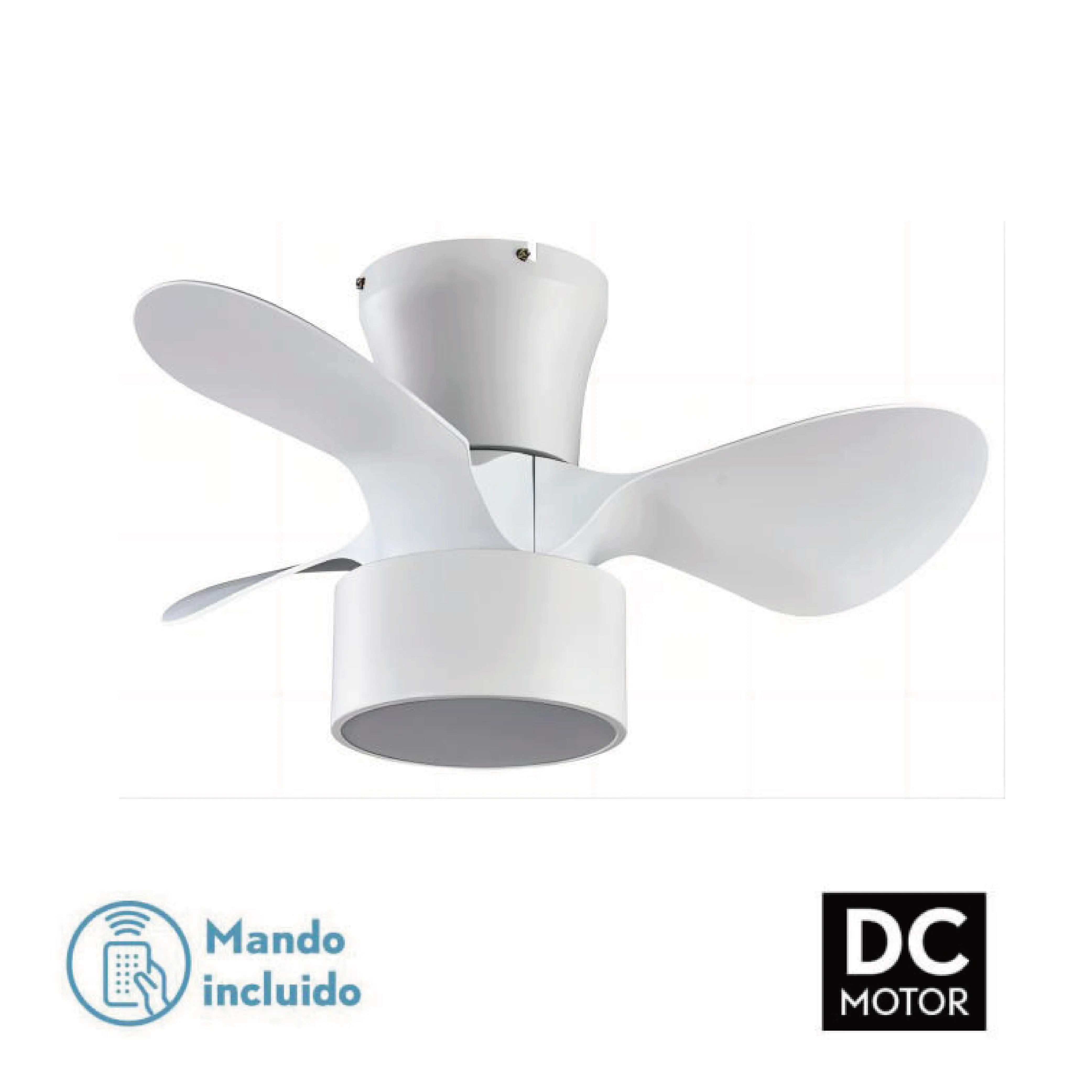 VENTILADOR DE TECHO CON LUZ 3 ASPAS /LAMPARA METAL/ABS BLANC HM1203WHITE LED FIJALO