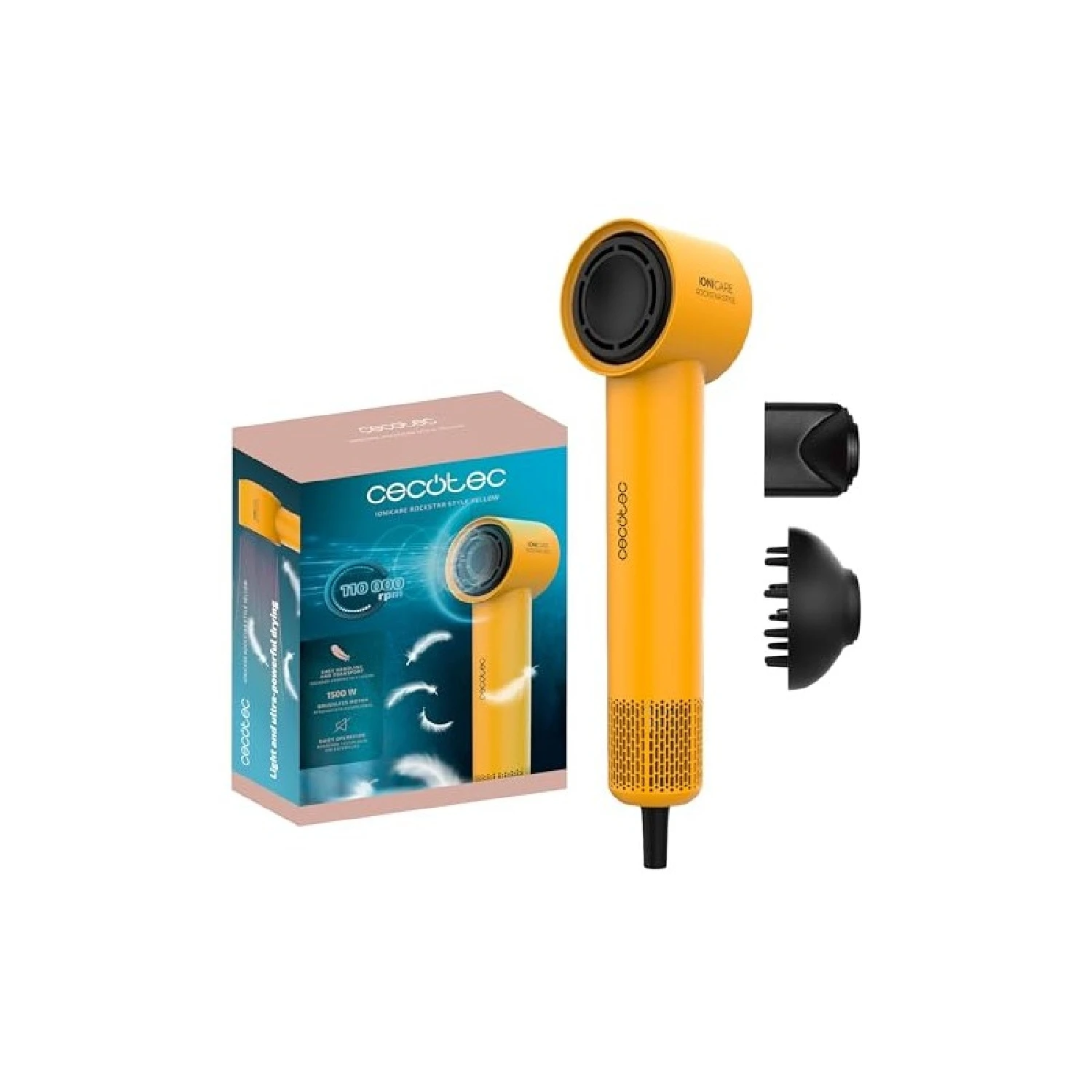 Cecotec BLDC IoniCare RockStar Style Yellow hair dryers