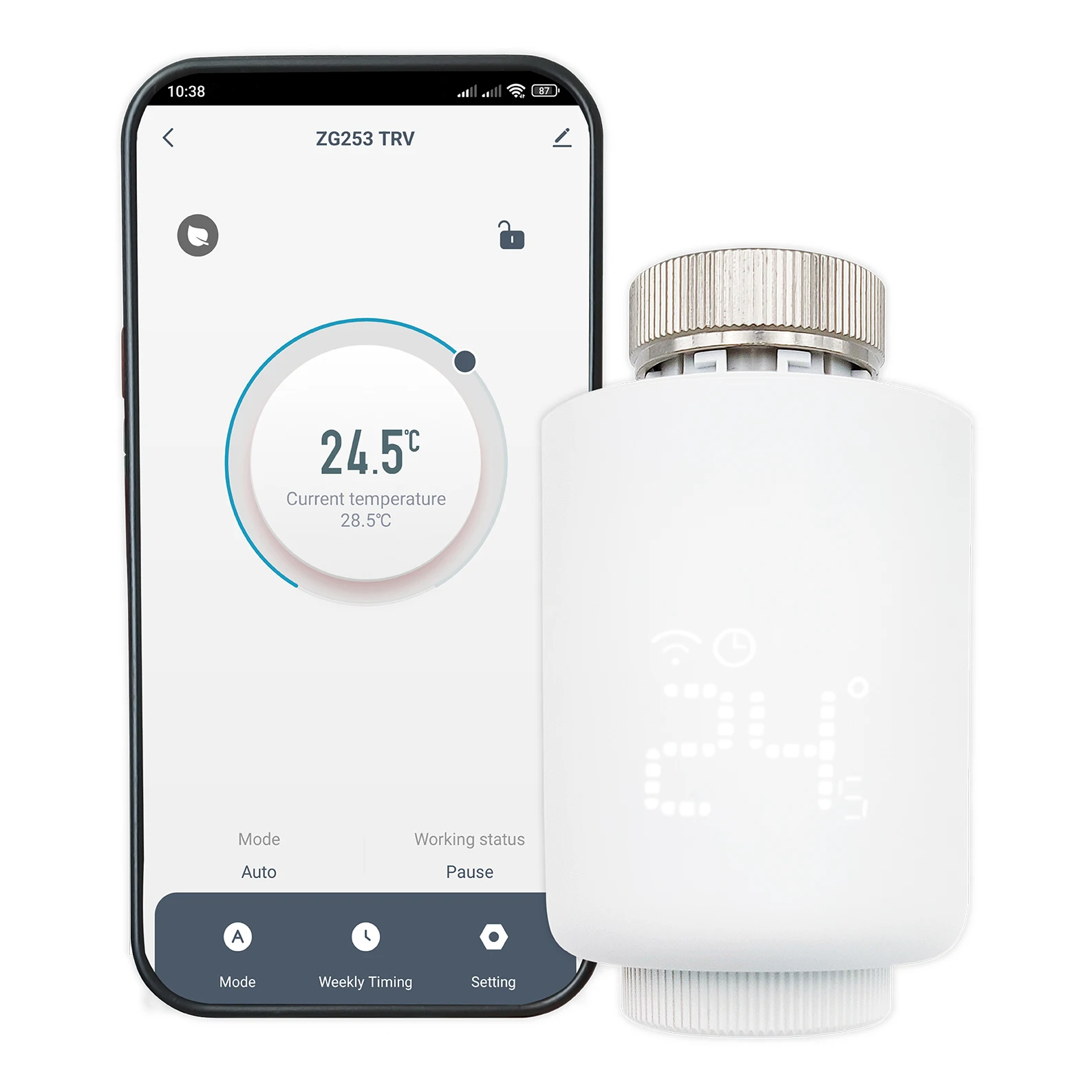 LED ATOMANT Válvula Termostática Inteligente Zigbee para Radiador, Control por Voz y APP Smart Life/Tuya, Compatible con Alexa y Google Home, Programable, Termostato WiFi, ideal para el ahorro de