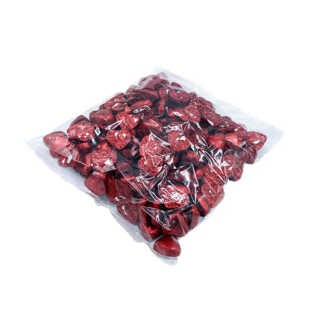 Corazones de Chocolate con Leche - Color Rojo o Dorado/Plata - Bolsa con 140 Corazones de Chocolate - Bolsa Kilo - Bombones con Forma de Corazon - San Valentin
