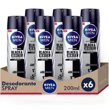 NIVEA MEN Pack ahorro - Black & White Invisible Original Spray Desodorante para hombre 200ml x 6 unidades