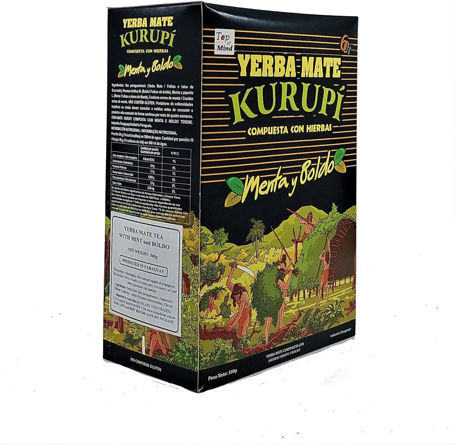 Yerba Mate mint and Boldo Kurupi antiacid composed with special herbs. Digestive-500G