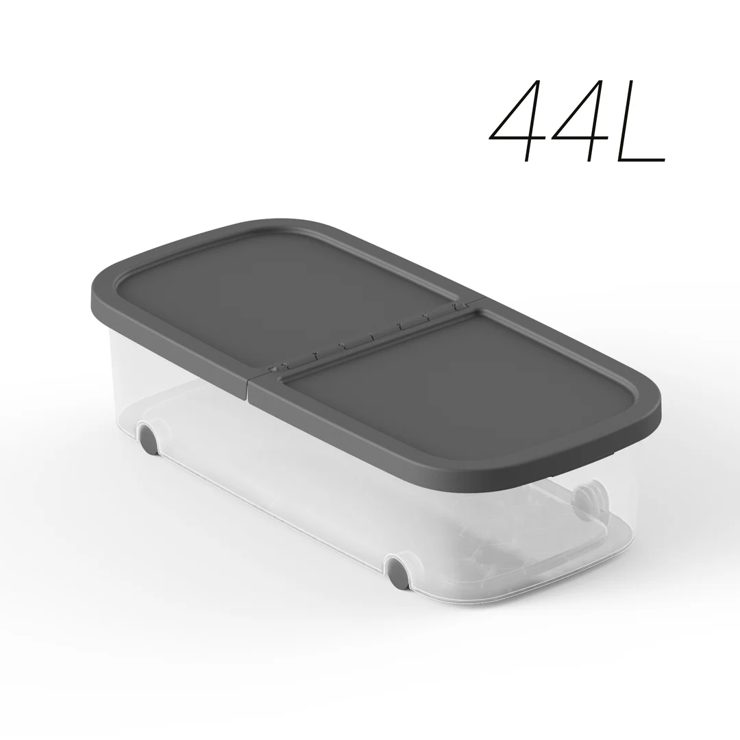 Caja de Almacenamiento Plastiken 44L con Ruedas, Gris Antracita, 79x39x20 cm, Ideal para Oficinas y Garajes