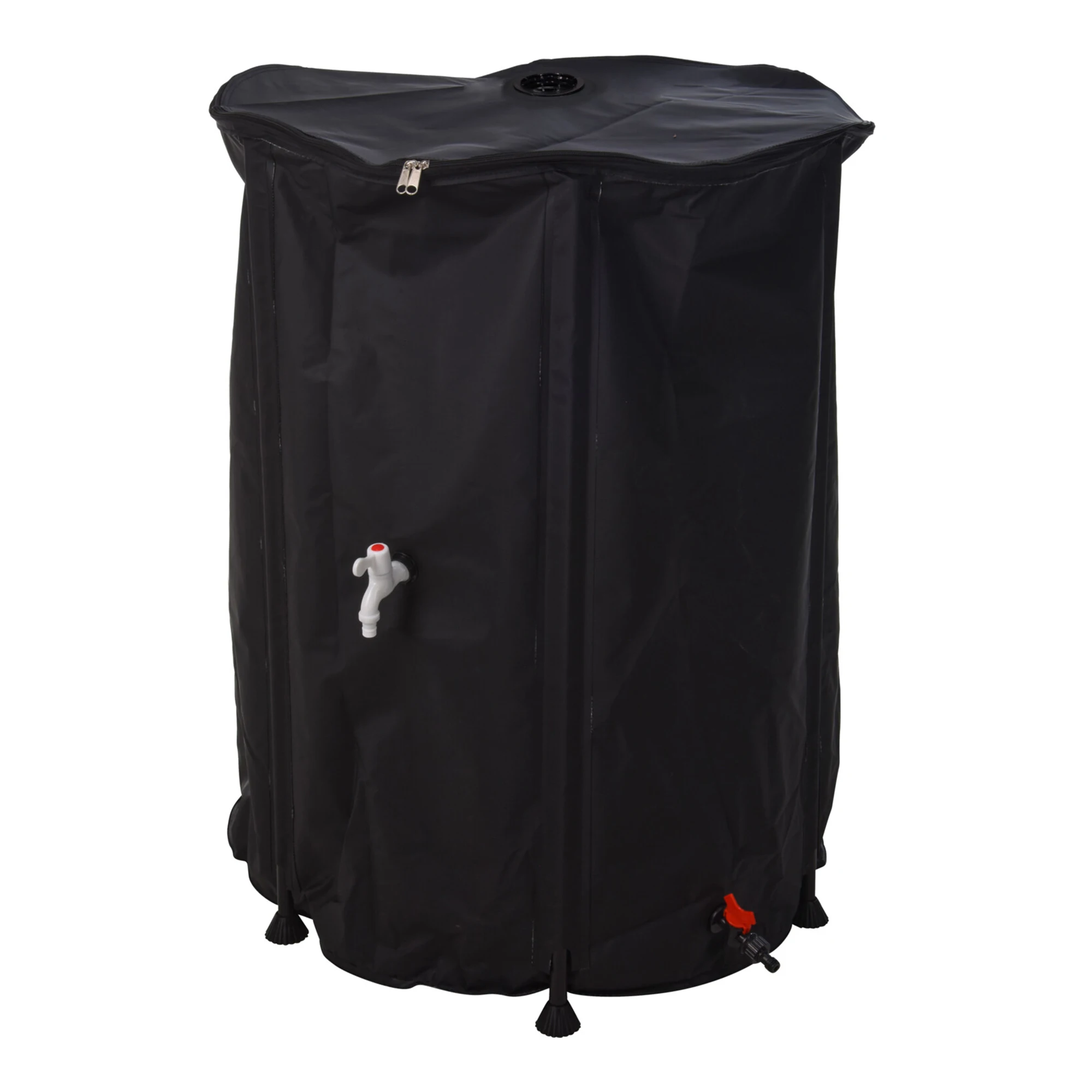 Barrel Rainwater Collector 500L Plegable y Resistente PV Conexión de Manguera y Grifo Blanco