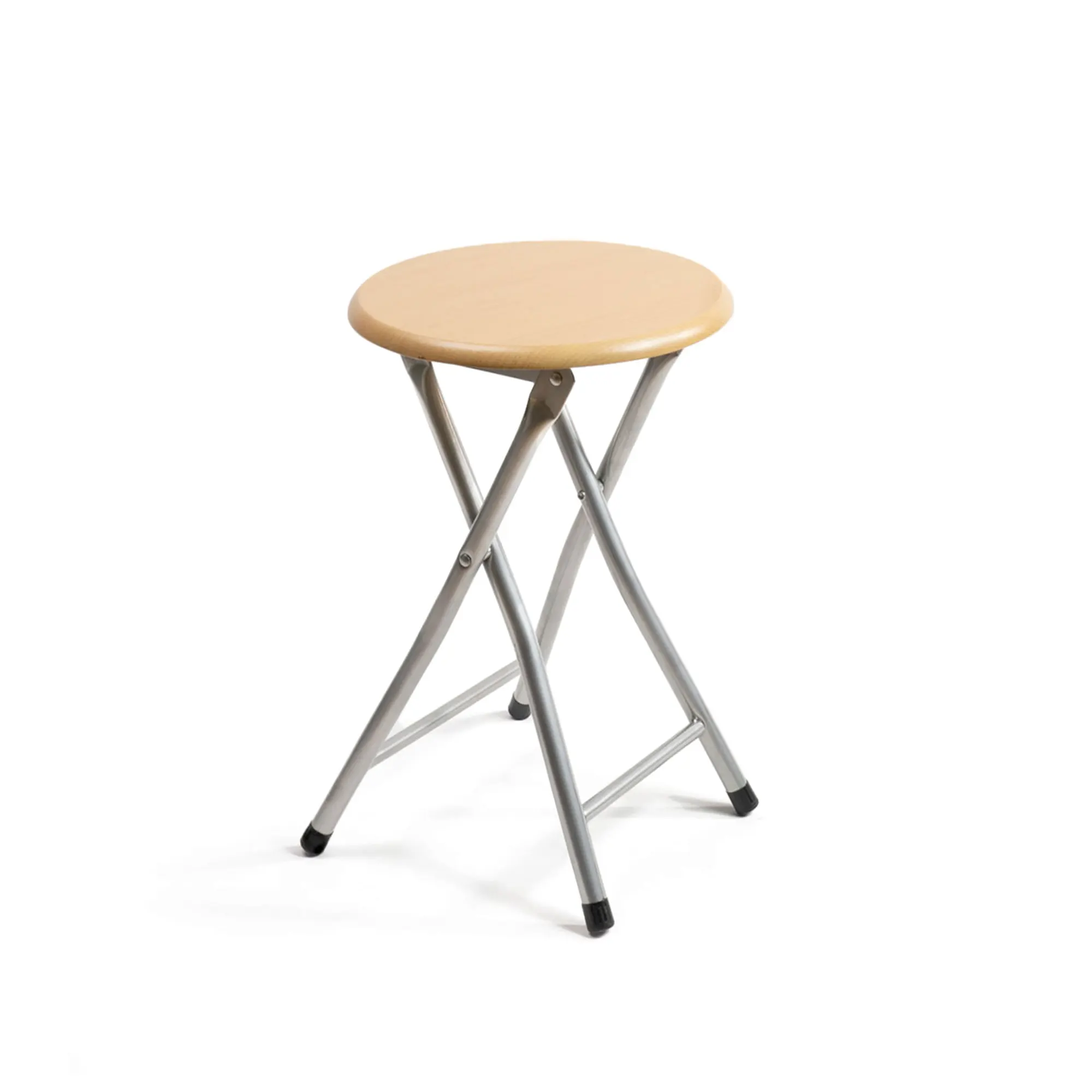 Ninguno The Secret Home Taburete Plegable De Madera - 30X45cm - Estructura Metálica - Ideal Para Cocina, Terraza O Jardín - Color Natural - Diseño Moderno