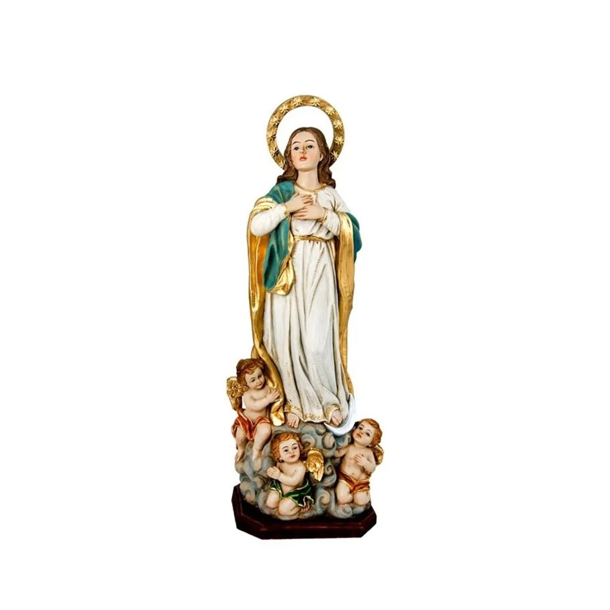Inmaculada Romero - Virgen Inmaculada Figura 33 Cm - Escultura ángeles - Peana Resina