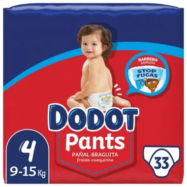 Dodot baby diapers Pants size 4 (9-15 kg), PACK of (33,66, 99, or 132), diaper-panty with 360 ° adjustment anti-leakage, monthly Pack