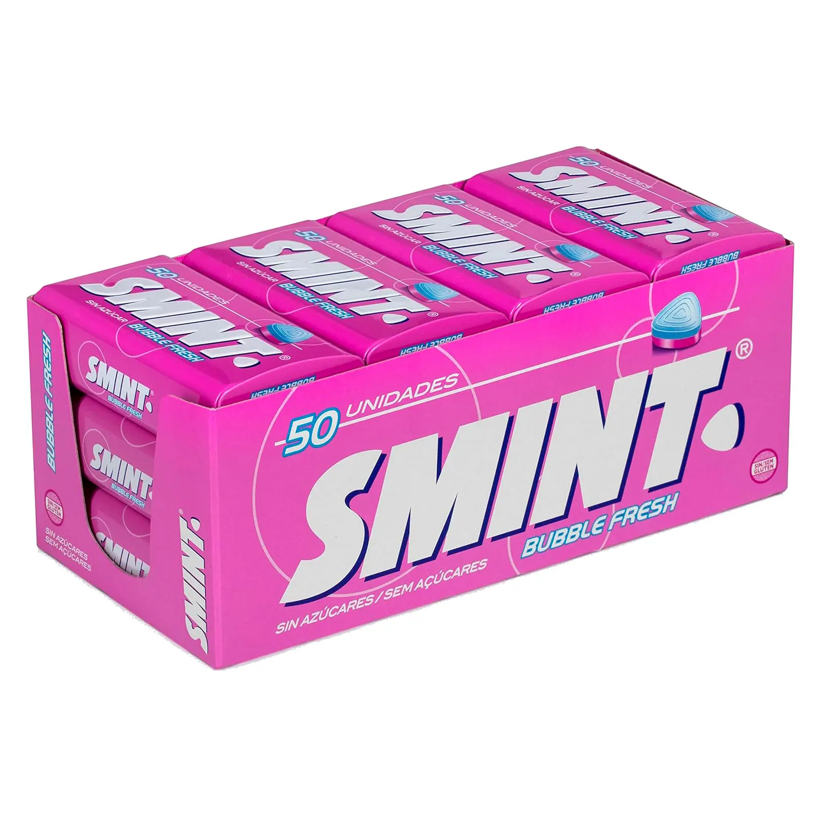 Smint Tin Bubblefresh, compressed caramel without sugar-12 units of 35 gr. (Total 420 gr.)