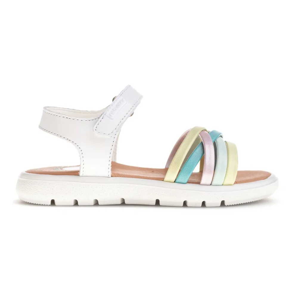 Sandalias planas niña PABLOSKY 442100 SANDALIA BLANCO PALA TIRAS COLORES 34891 25V