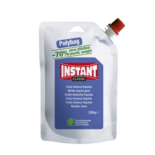 Instant classic cola blanca 250gr en formato polybag - apto para uso infantil y/o domestico - sin disolventes - color blanco