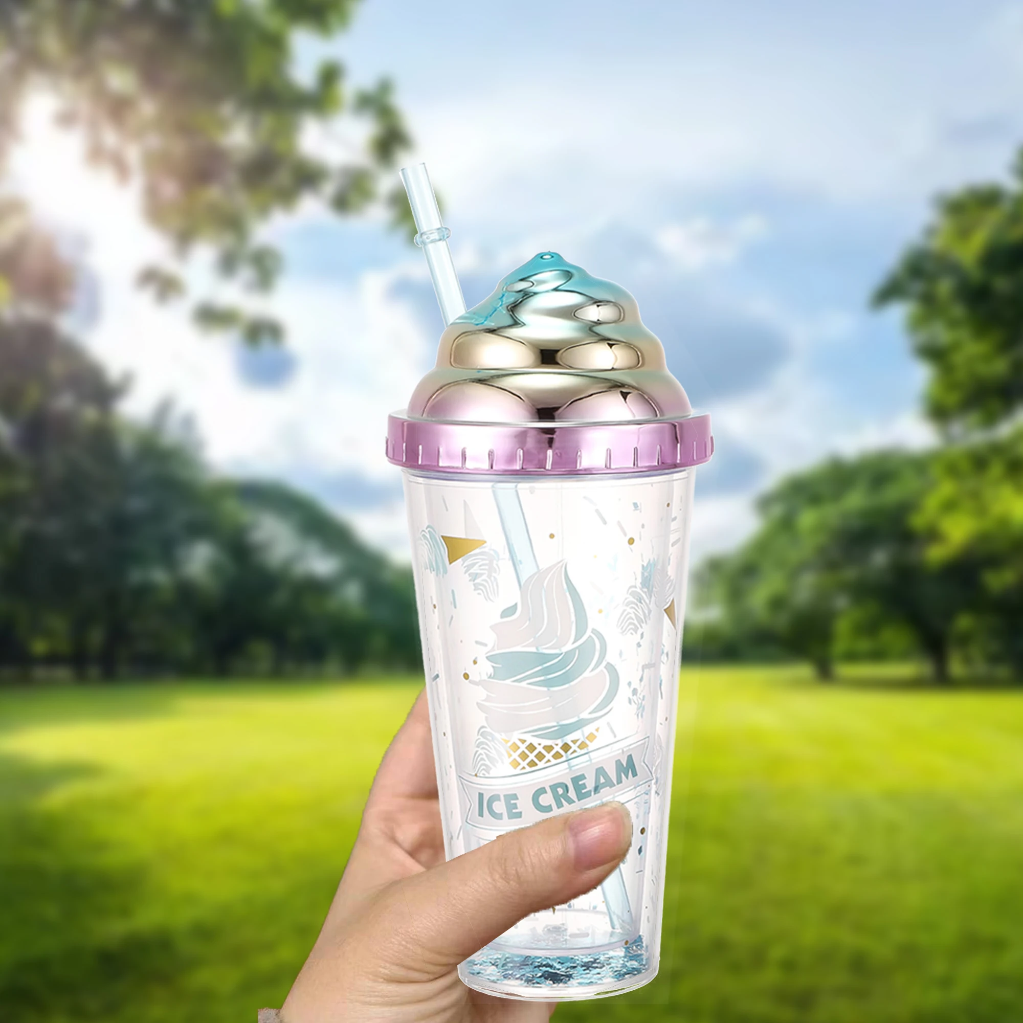 Wishes Plastic Double Wall Cup | Glass with Lid and String | Reusable starbucks Cup | 380ml | BPA Free | Airtight Lid | Cold Drink bubble tea Coffee Juice