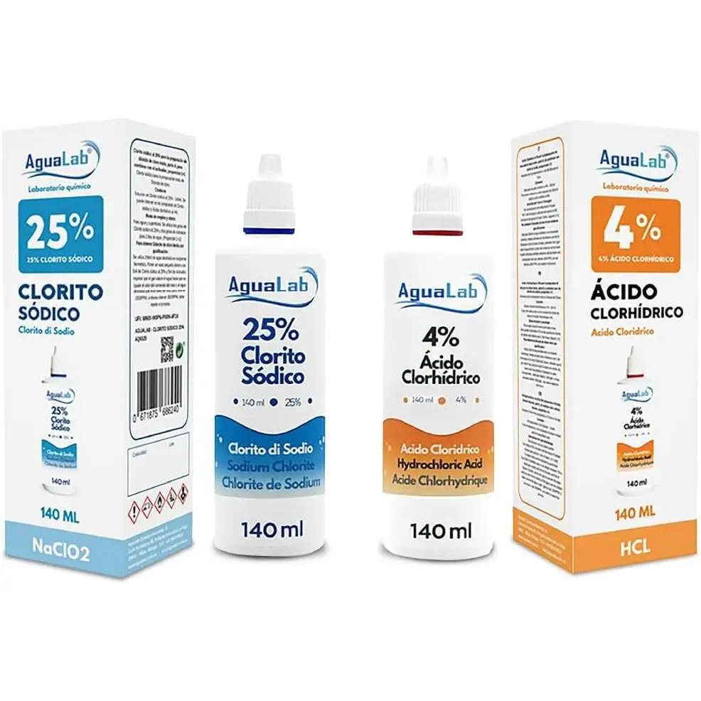 Kit para Tratamiento de Agua (2x140 ml) Agualab – Solución Activadora y Mineral – Precinto de Seguridad – Fabricado en España