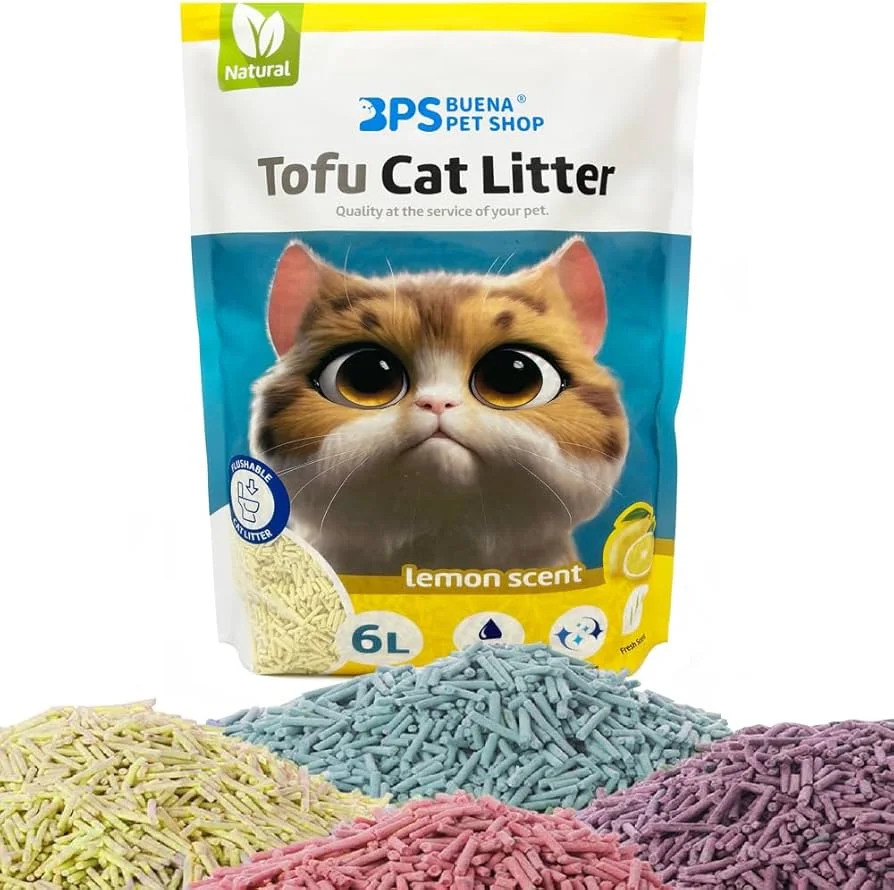 UD - Arena Aglomerante de Tofu para Gatos sin Polvo 6L | Control de Olores | Desechable en Inodoro | LIMON