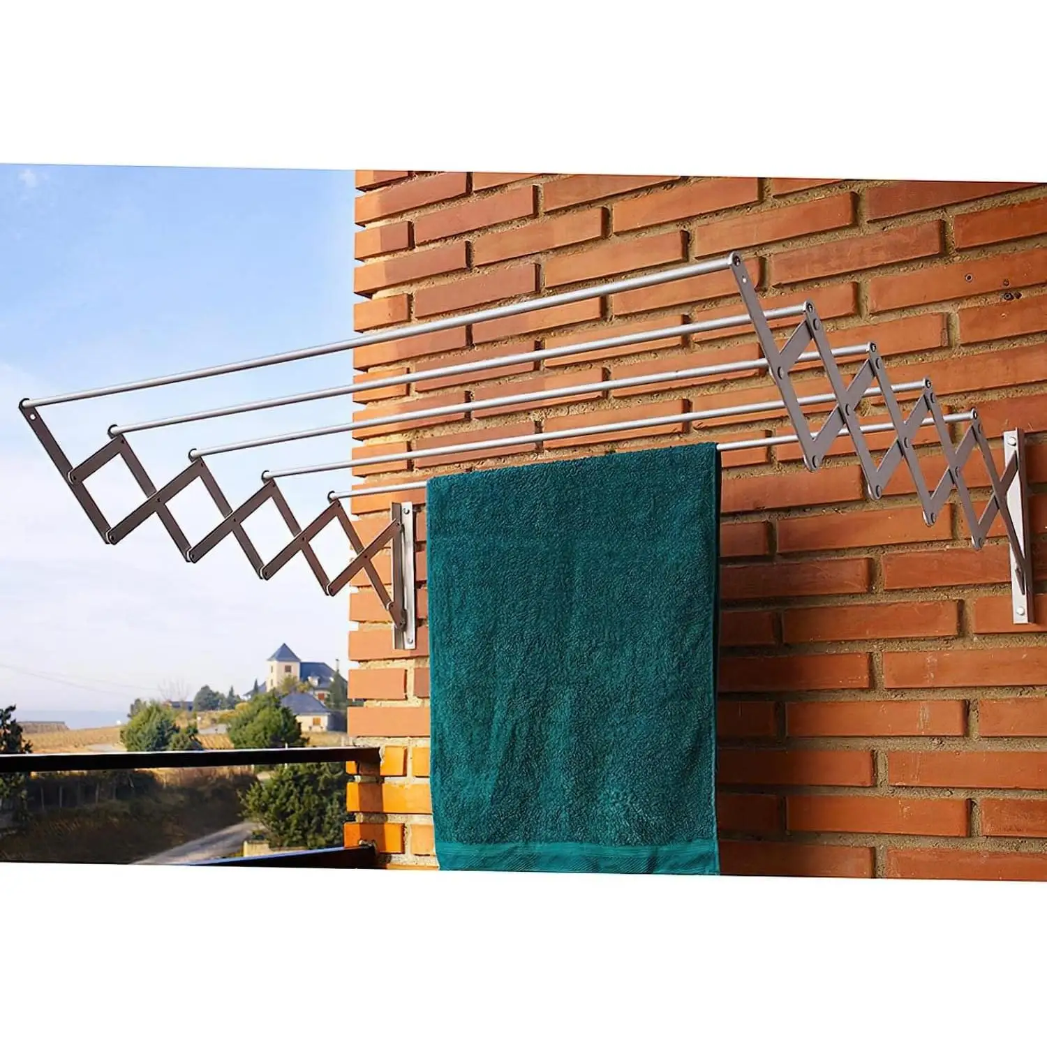 Steel accordion extendable clothes clothesline painted white epoxy Cuncial in various sizes: 80, 100, 120 and 140cm