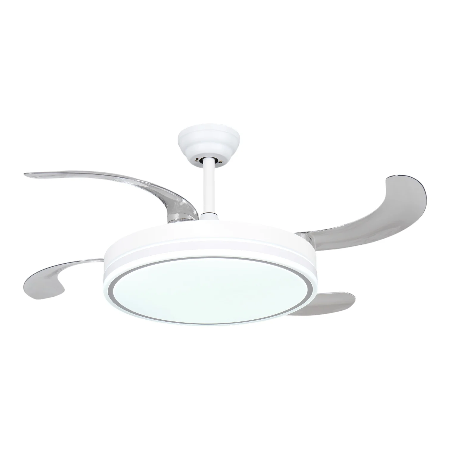 Ventilador de techo con luz LED Blanco en 3 Temperaturas de Luz con Mando a Distancia -Motor DC Eficiente y Silencioso, 3 tonalidades, aspas desplegables retráctiles, 6 velocidades, control remoto,