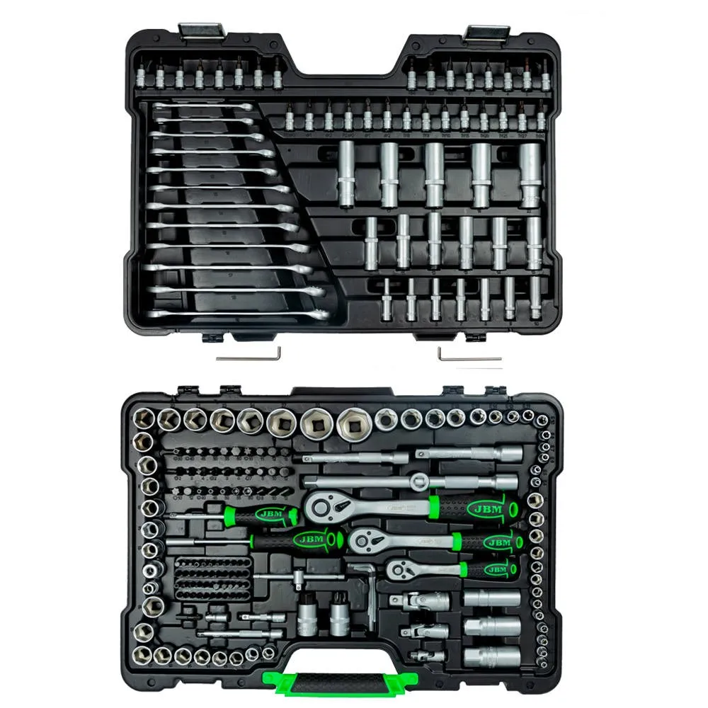 JBM 54034 216-piece tool case with zinc plated hex sockets