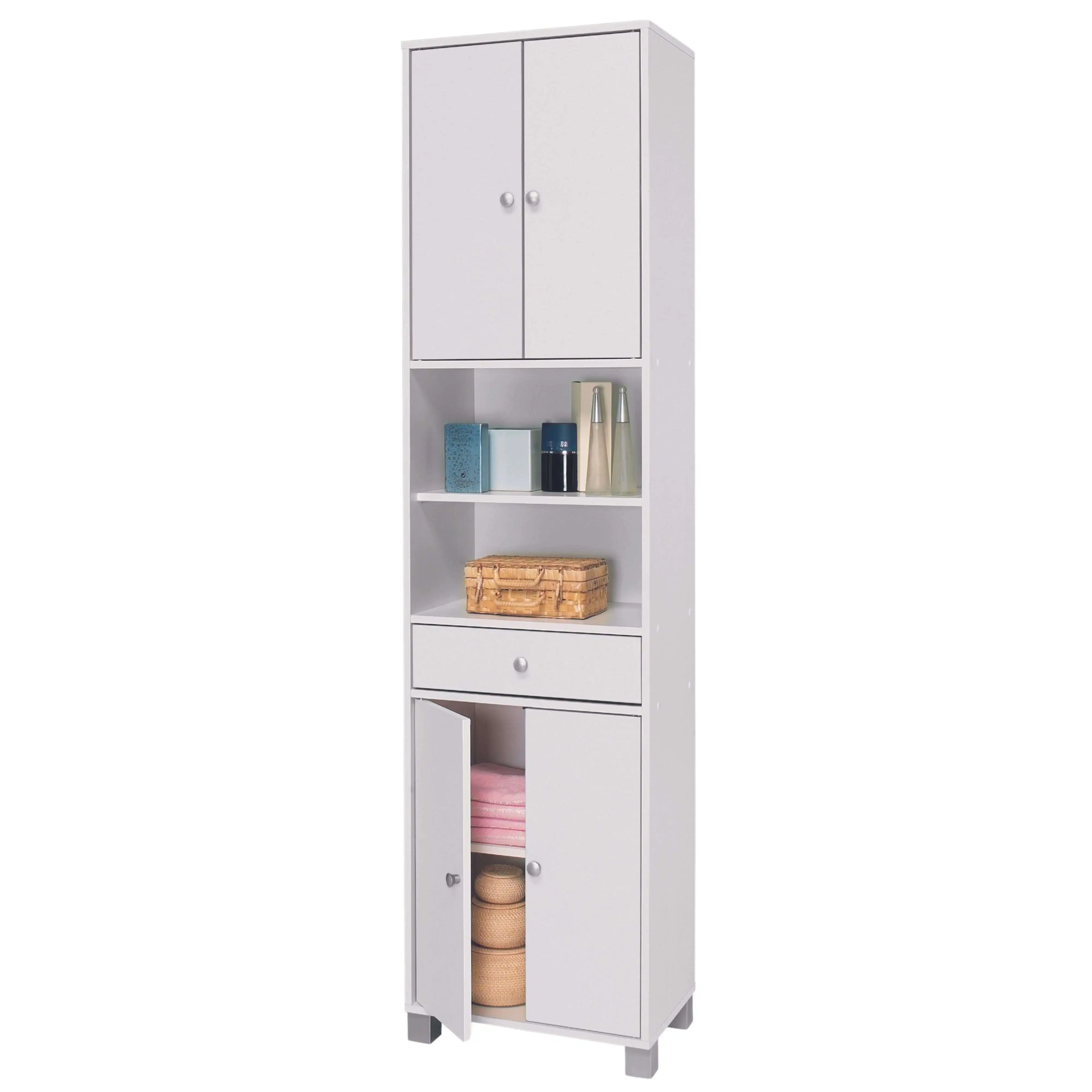 Miroytengo Columna de baño Bikini Armario Blanco Aseo con Cajón Alta Capacidad de Almacenaje 196x51x33