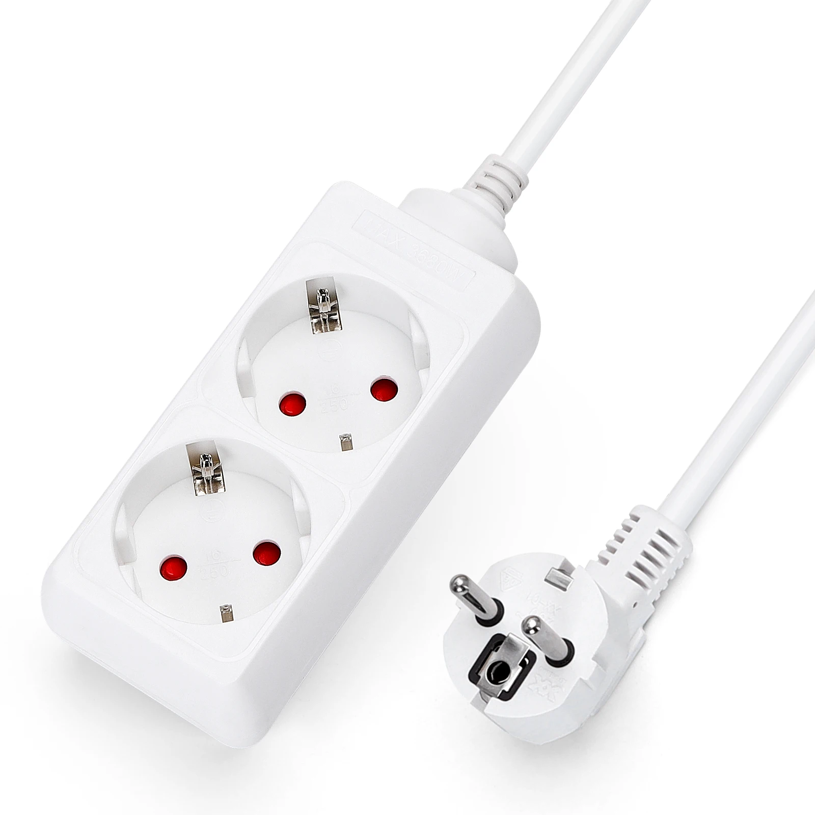 Aigostar Regleta alargador de 2/3/4/6 enchufes con cable de 1.5/3 metros,color blanco