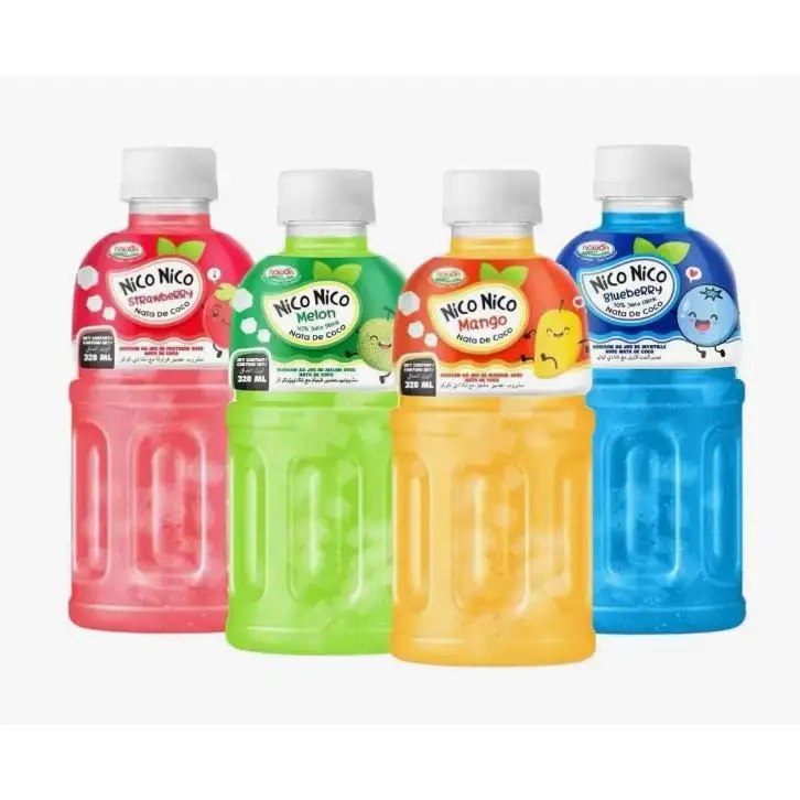 Nico Nico Bebida Nata de Coco, 24 x 320ml Melon,(1 x pack 6) Strawberry(1 x pack 6), Mango(1 x pack 6), Blueberry.(1 x pack 6)