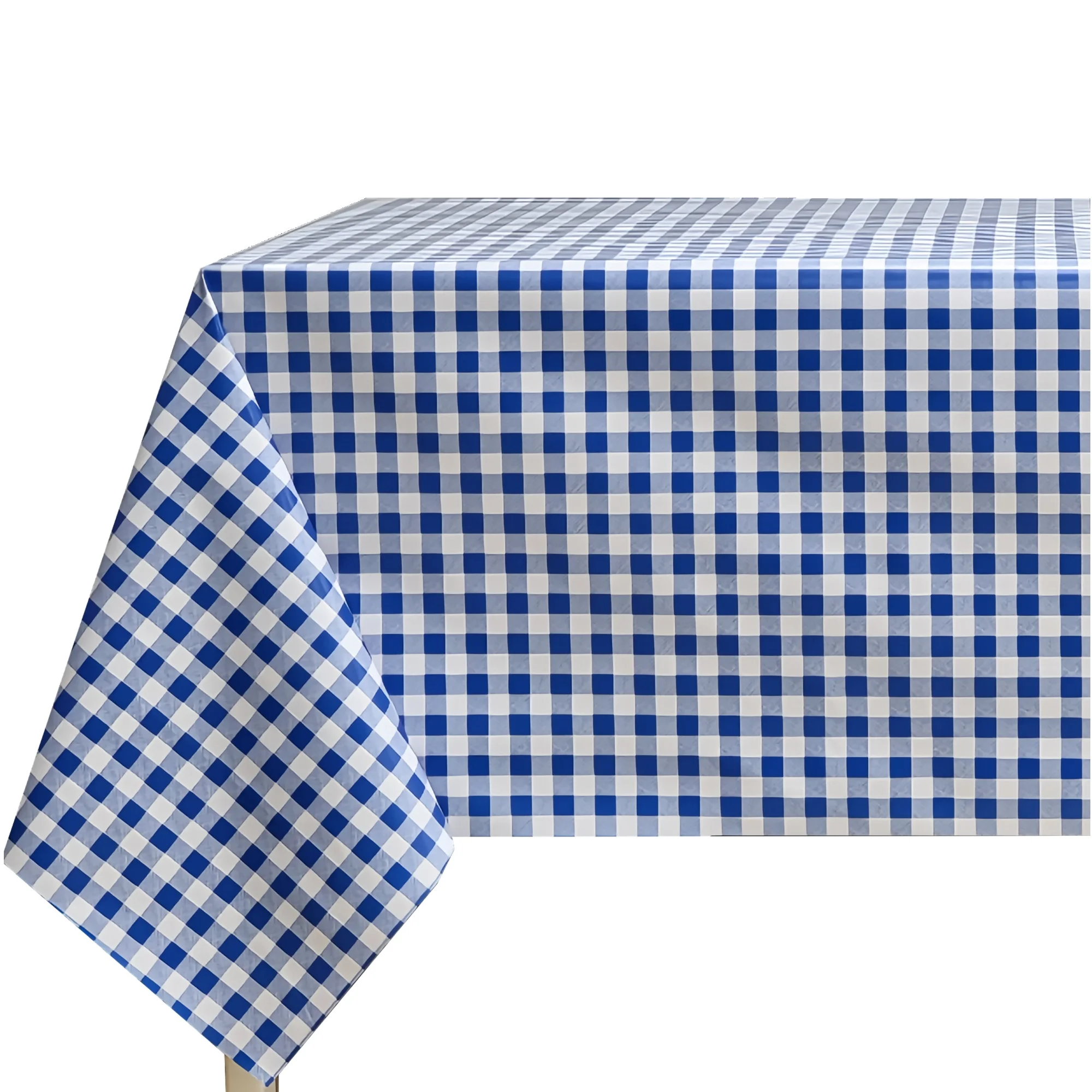 Mantel de PVC impermeable y antimanchas, diseño de cuadros clásicos azules, rectangular y fácil de limpiar, ideal para cocina, comedor, jardín o picnic