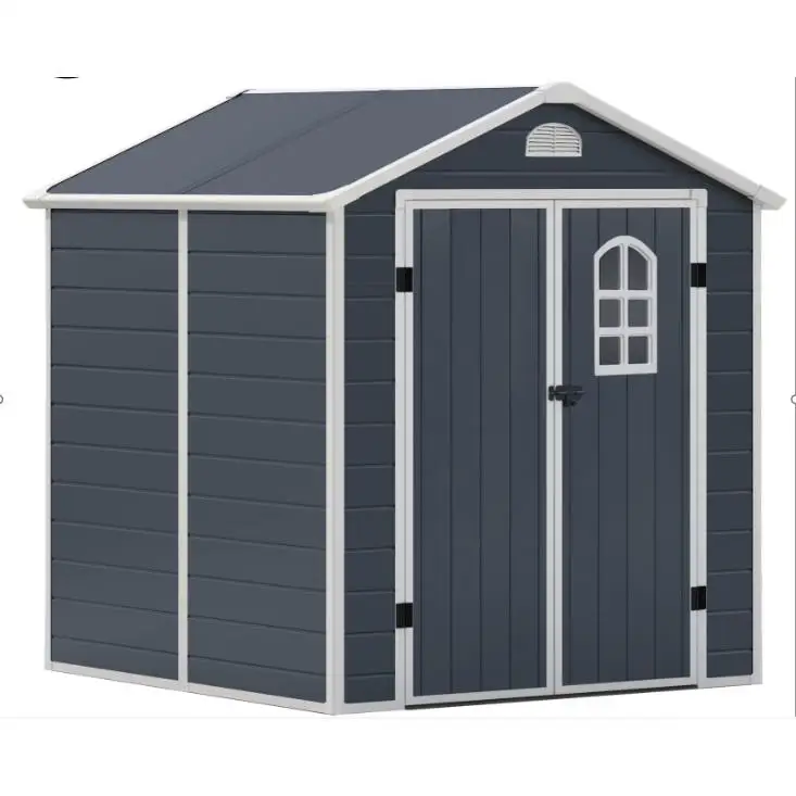 ORION91oficial® -  Caseta Resina Gris con Suelo Cobertizo Jardin ESENTIAL. Medidas: 226x190x192cm GARDEN HOUSE GARAGE 91 - SpazioLuzio