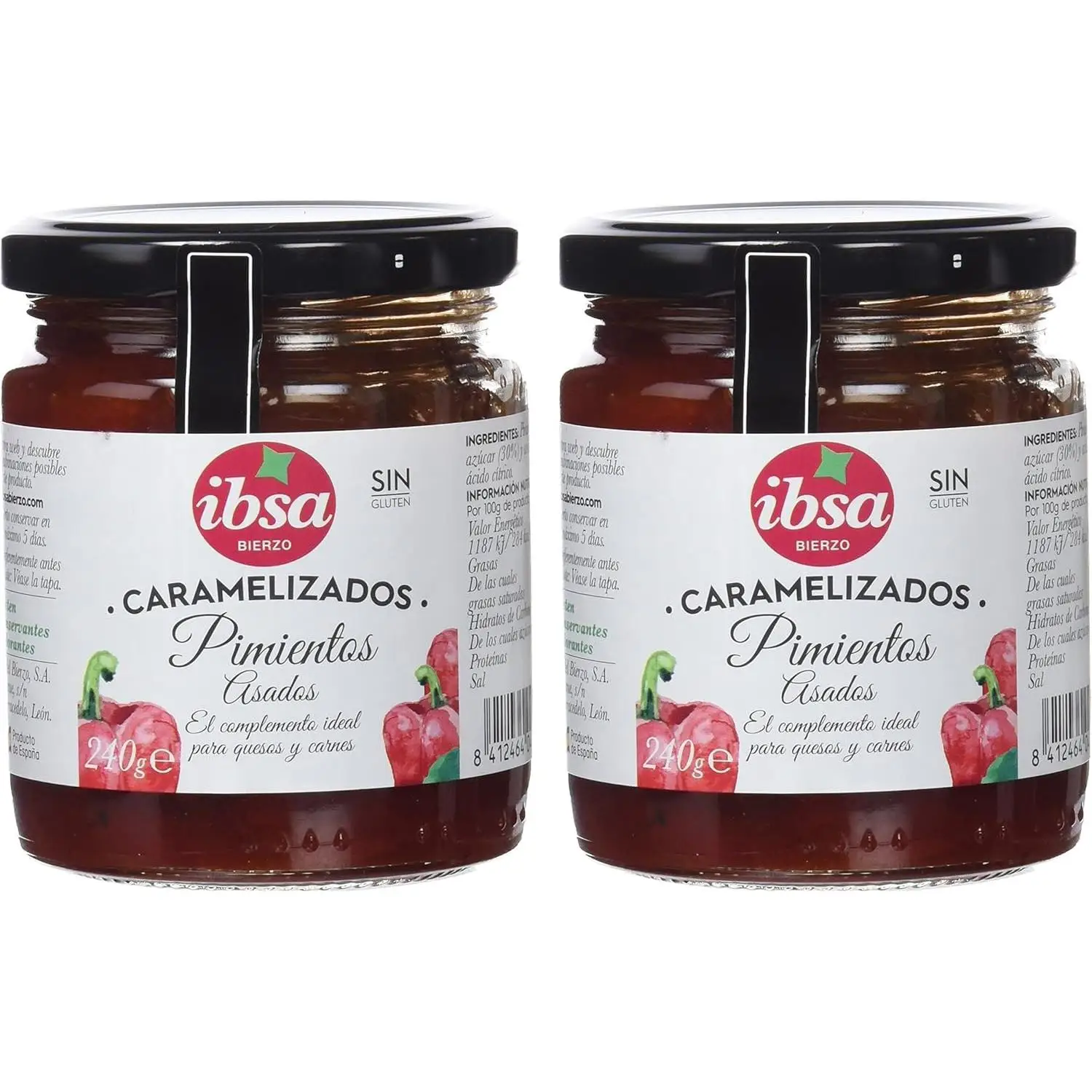 IBSA Pimientos caramelizados en tiras tarro cristal 240grs - Pack 2 uds - Total 480grs