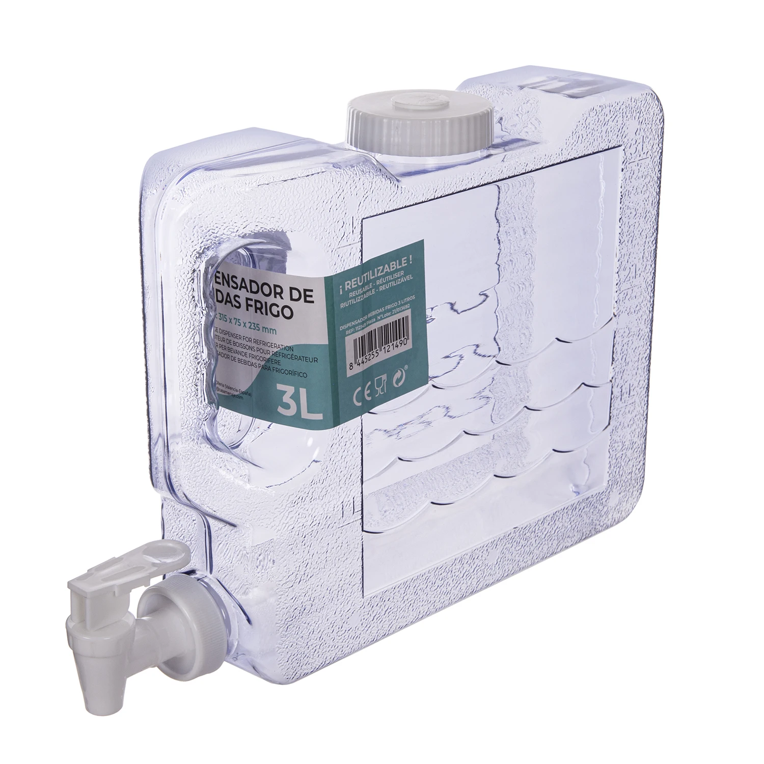 CM-Wasser- und Getränkespender mit Wasserhahn. Größen: 3L, 3,8L, 4L, 5,6L und 7,8L. BPA-freie Plastikflasche für Kühlschrank oder Kühlschrank, Tank, wiederverwendbare Karaffe. Transparenter Wasserbrunnen, tragbarer Getränketank.