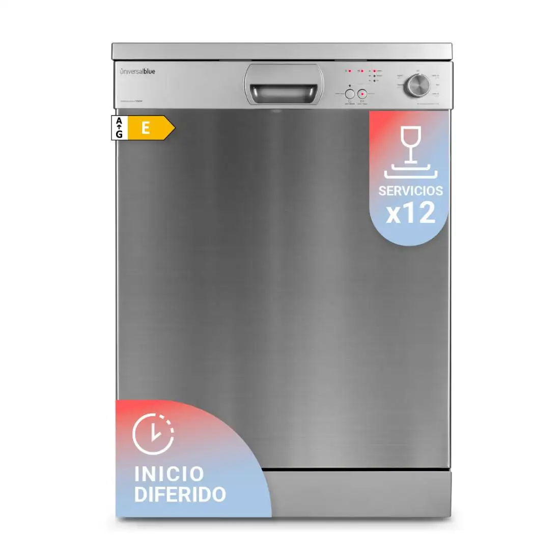 UNIVERSALBLUE dishwasher 5060X free installation Inox 60 Cm-capacity 12 services