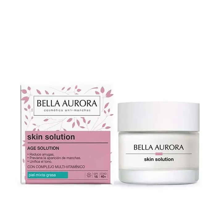 Bella Aurora Age Solution Crema de Día Antiedad SPF15 | Piel Mixta-Grasa | Reduce Manchas, Hidrata y Mejora la Firmeza | Con Complejo Multivitamínico | 50 ml