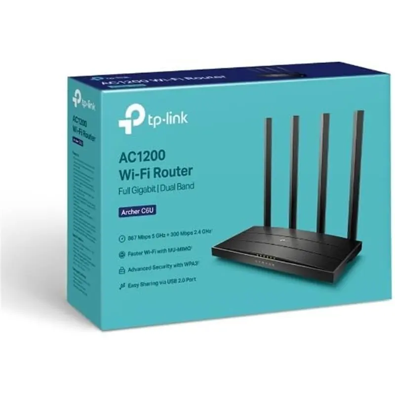 Tp-link archer c6u wireless router gigabit ethernet dual band (2.4 ghz / 5 ghz) black