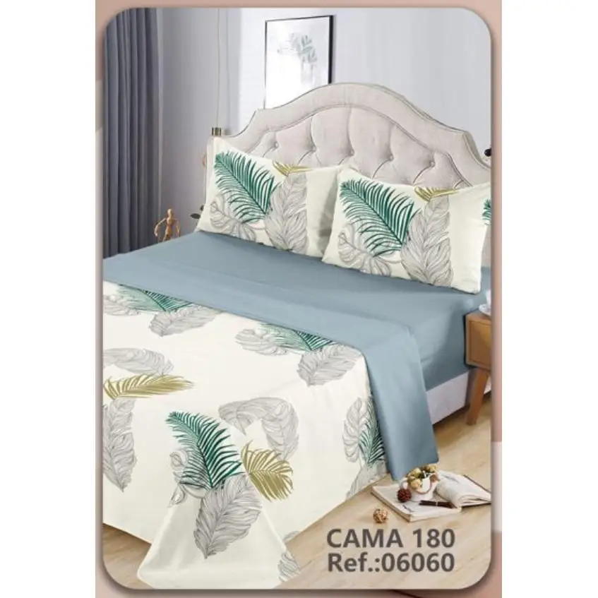Juego de sábanas 4 piezas cama 135cm/150cm/180cm Color primavera - verano Estampado hojas