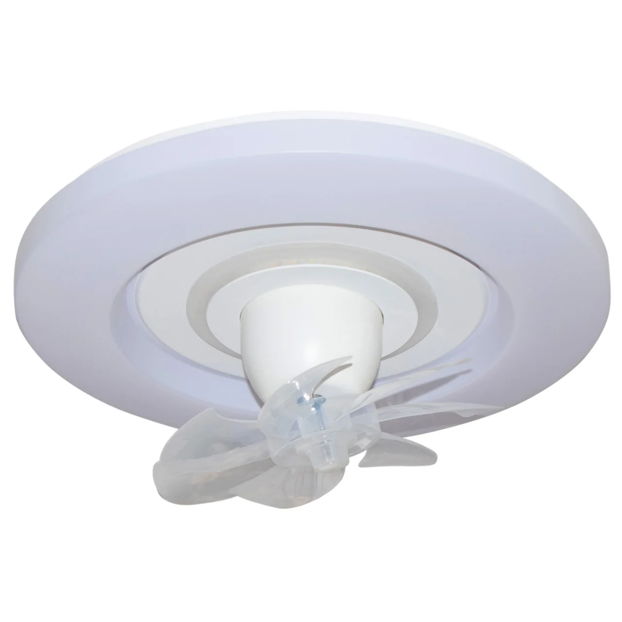 BEL AIR HOME - Ventilador/Plafón AKASHA blanco con motor DC, 6 aspas, 38W LED 3000-6000K, Al.21xD.48cm