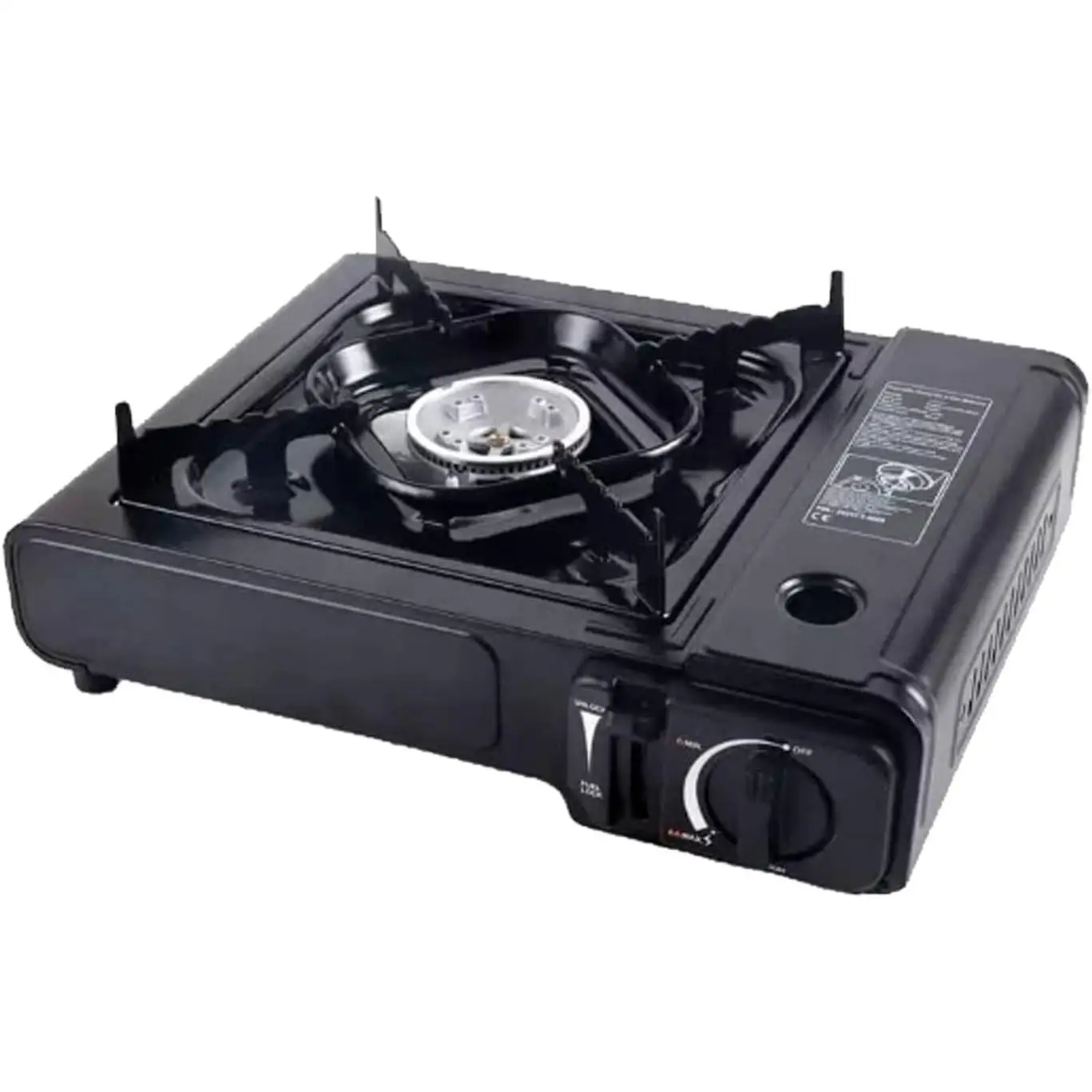 Hornillo de Gas Portátil 2,2 kW con Encendido Automático – Cocina de Camping para Cartuchos de Gas Butano 220 g – Estufa Compacta, Segura y Potente para Acampadas, Furgonetas, Playa o Cocina Auxiliar