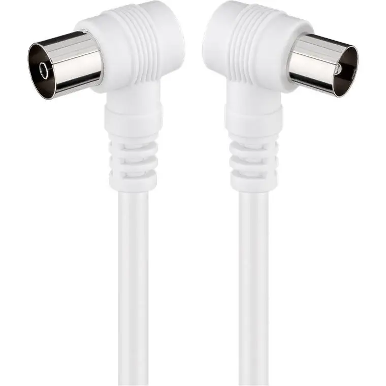 Goobay 11522 - Cable coaxial de 5 m/Macho y Hembra/Conector antena TV/Ángulo 90 grados/Blanco