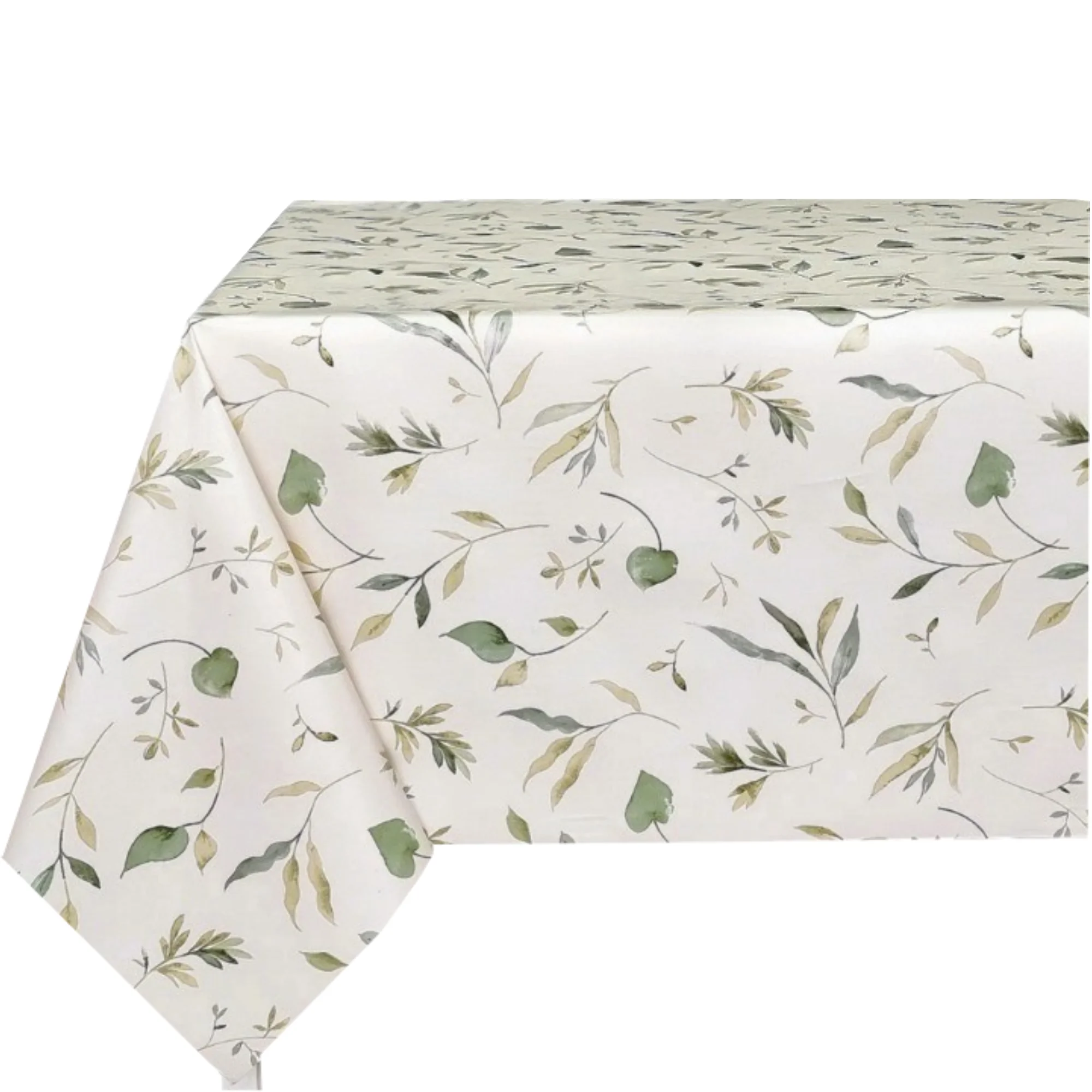 Mantel hule pvc plastico, rectangular, Ideal para el hogar, Cocina, Comedor, Jardin, Balcon, Salon y picnic. Fácil de limpiar, Impermeable, moderno, elegantes, fondo Vainilla, Plantas, Hojas, Artístico, 44 11.