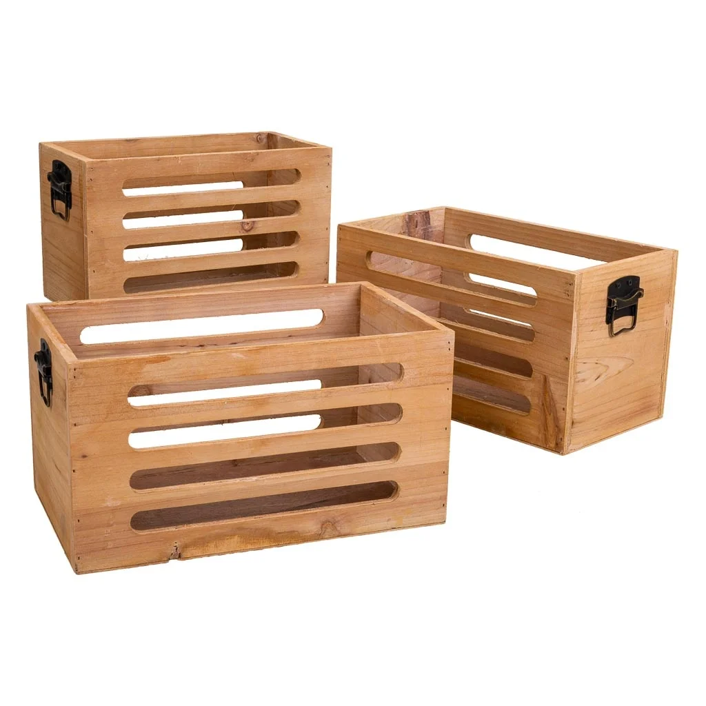 WANDERLUST DECO Conjunto de Cajas de Madera para Almacenamiento de Objetos Pequeños - Set 3 piezas