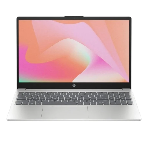 HP 15-fd0354ns laptop with 15.6” Full HD display, Intel Core i5-1334u processor, 8GB RAM, and 512GB SSD in silver, designed for productivity and sustainability with Wi-Fi 6 and Bluetooth 5.4 connectivity.