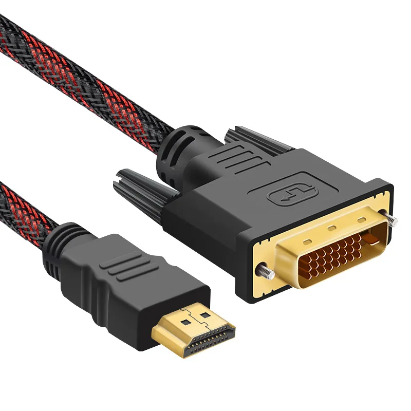 TEMCO Cable HDMI a DVI FHD 1080P, 1.5m, Cable Bidireccional Trenzado Reforzado, Conector DVI24+1 Compatible con DVI-I y DVI-D, Cable Multimedia Alta Definicion para Mac, Monitor, Proyector, Tarjeta