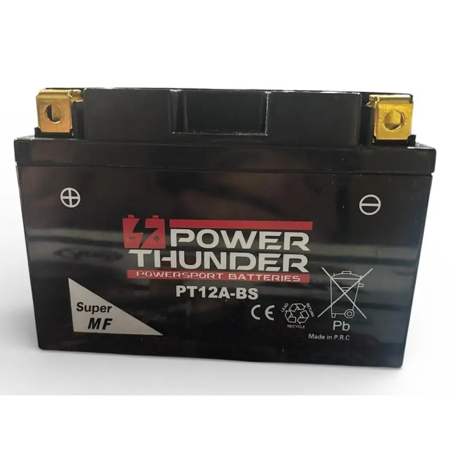 Power thunder pt12a-bs / yt12a-bs Bateria de moto 12v 10ah lista para instalar y arrancar