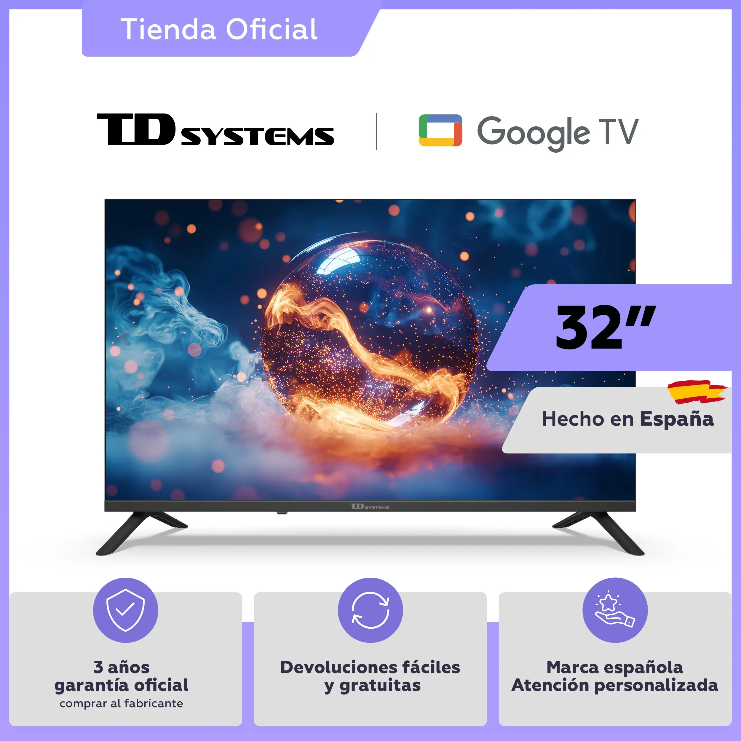 Smart tv 32 inches hd hey google official assistant with voice control. Android tv 14 - td systems k32dlc21gle
