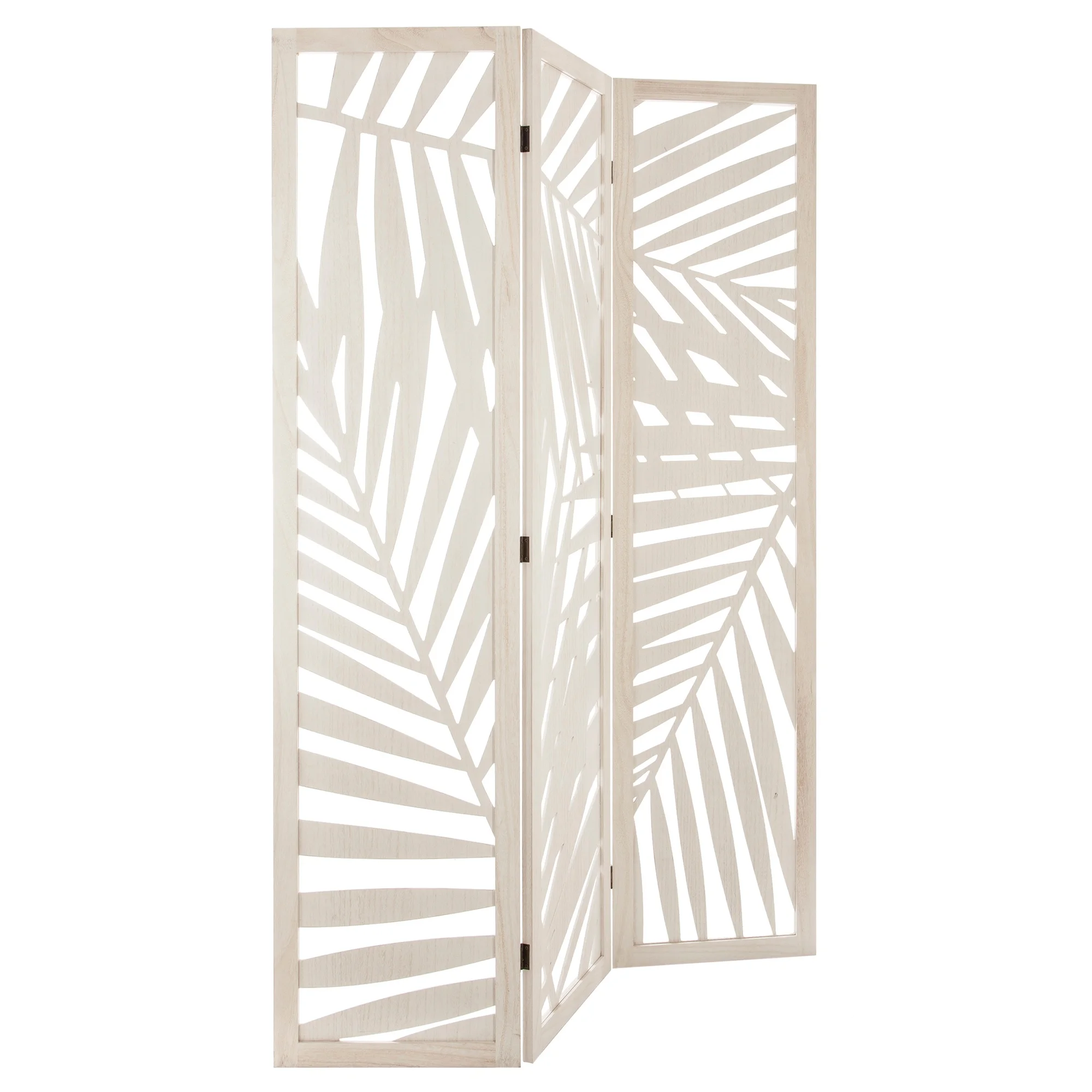Atmosphera Biombo 'Feuille' Madera Blanco 170cm Separador de Ambientes